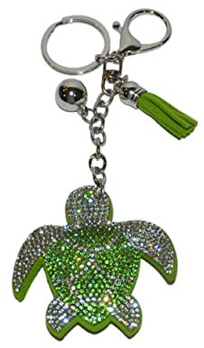 Popfizzy Bling Keychain, Purse Charm, Backpack Charm, Kristall Tasche Charms, Strass Schlüsselanhänger, Schildkröte (Silber), Einheitsgröße