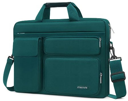 MOSISO Laptop Bag 16 inch, 15-15.6 inch Computer Shoulder Bag Compatible with MacBook Air 15 M4 M3 M2/Pro 16 M4 M3 M2 M1, Notebook &2 Raised&1 Flapover&1 Horizontal Pocket&Handle&Belt, Teal Green