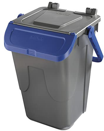 Mobil Plastic Poubelle de tri gris avec porte basculante bleue - modèle Ecology - 35 litres