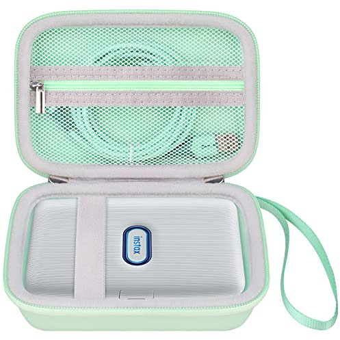 Elonbo Hard Carry Case for Fujifilm Instax Mini Link 3/ Fujifilm Instax Mini Link 2 Smartphone Printer, Portable Instant Photo Printer Travel Case, Mesh Pocket Fits Photo Paper, Green+Green