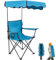 Folding Camping Chair with Canopy Shade for Adults, Portable Beach Chairs with Umbrella Support 330 lbs, Lawn Chair with Cup Holder for Outdoor Fishing Picnic Garden Sports Patio,Blue