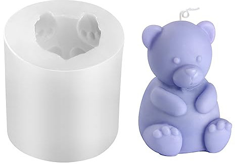 penobon Oso Molde para Hacer Velas de Silicona, Molde de Silicona 3D para Velas Perfumadas,Jabones, Luces de Fiesta y Postre para Hornear (Oso 02)