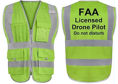 TopTie FAA Drone Pilot Vest Warnweste 9 Taschen Reflektierende Sicherheitsweste für Drohnenbetreiber, komfortabel und ungestört, Drohnenzubehör, erfüllt ANSI/ISEA-Standards