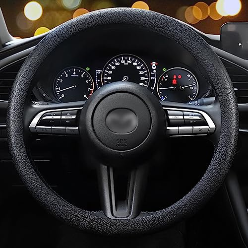 LRITER Car Steering Wheel Cover, Non-Slip Silicone Material, Multiple Color Choices, Universal Auto Parts Steering Wheel Cover, Suitable for Most Cars (Black)