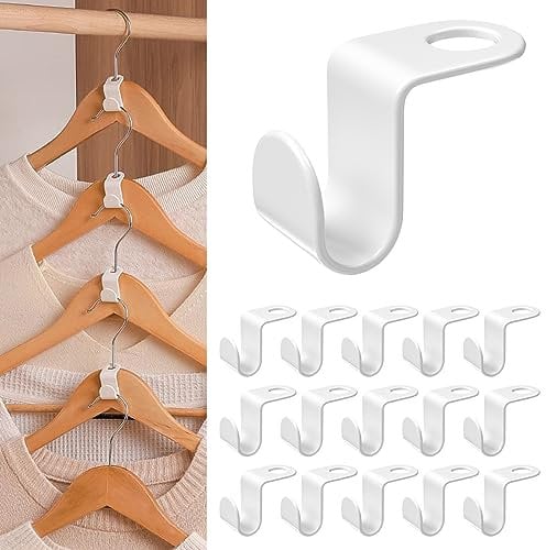 Magrimaxio 70 Pezzi appendiabiti di collegamento, appendini connettore, ganci per grucce salvaspazio, connettori in plastica, hanger hooks, per Organizzare e Salva Spazio per Armadio (Bianco)