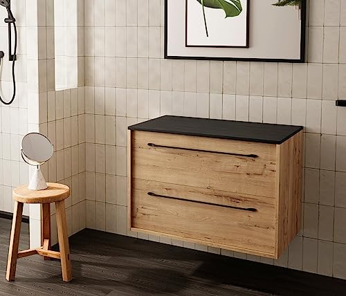 bathme Lennox Tap Mueble de Baño sin Lavabo con Encimera Roble Ostippo Ebony - Medida: 70 CM 70 CM