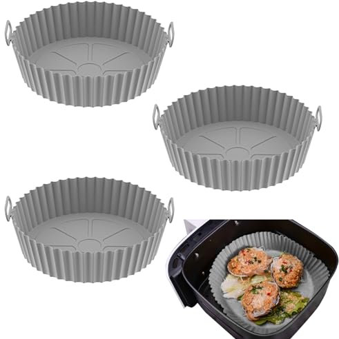 Air Fryer Silicone Liners Reusable 3 Pack Airfryer Liners Air Fryer Accessories Round Air Fryer Liner Compatible with Ninja Air Fryer Tower Cosori