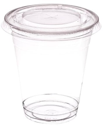 AIOS 50 x Recyclable PET Takeaway Cups with Flat Cross Hatch Lids. for Drinks on The Move. (400ml/14oz)