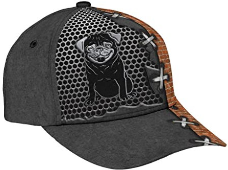 351 Freizeit Basecap Mops Lustiges Metall Dunkelgrau Basecap Casual Trucker Baseballcap Baumwolle Baseball Cap Für Reisen, Tennis, Running