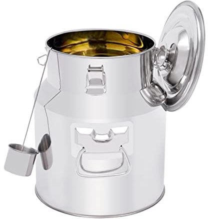 Jolre Jarra de leche de acero inoxidable de 14/18 litros, con cuchara, asa de transporte (14 L)