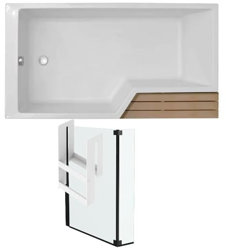 Pack baignoire bain douche 160 x 90 JACOB DELAFON Neo version gauche + pare bain noir mat