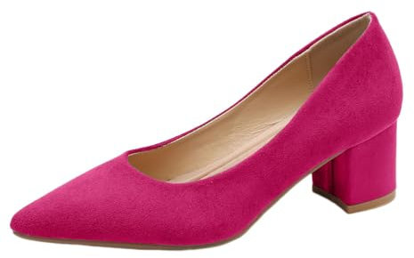 Oanviso Femme Bout Carré Escarpins Elegant Bloc Petit Talon Bout Fermé À Enfiler Pumps de Mariage à Talon Chaton Chaussures Pointues Sexy Epais Talon Haut A Rose Rouge 39 EU
