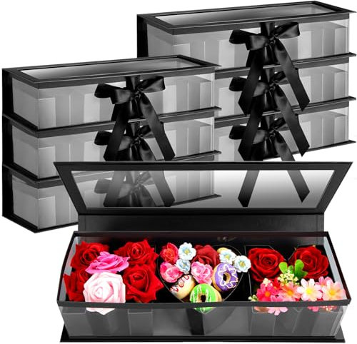 Weekgrat 6 Stück Muttertagsgeschenk leere Mutter befüllbare Blumen-Geschenkboxen Karton herzförmige Briefkästen mit transparentem Fenster für Mutter, Oma, Stiefmutter (schwarz, Mama)