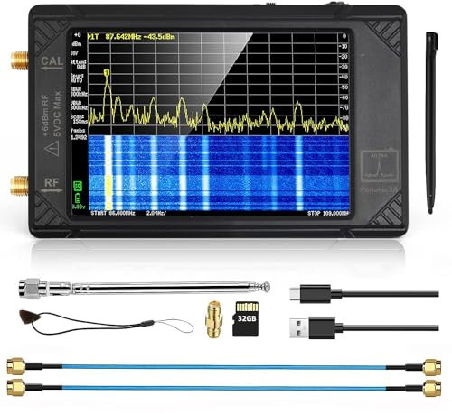 Desikixudy Analizzatore di spettro ULTRA a 4 , 100 KHz fino a 5,3 GHz, rete, tester LAN interno, generatore di segnale RF con scheda 32G, facile da usare