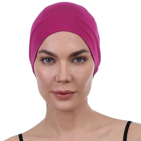 Deresina Headwear Deresina Schlafmütze aus Bambus und Baumwolle für Haarausfall, Chemo, Unisex Essential Cap, Cherry 2, Einheitsgröße