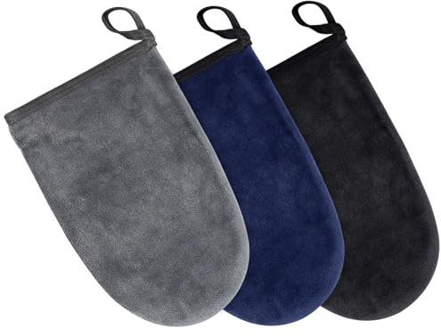 KinHwa Waschlappen Waschhandschuh Frottee Waschbar Abschminkhandschuh Mikrofaser Handschuh Gesicht Weich & Wiederverwendbar 15cm x 20cm 3 Stück