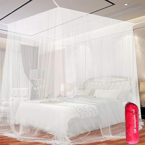 Uieamsio Zanzariera da letto, zanzariera quadrata universale per letto di alta qualità, adatta alla maggior parte dei letti quadrati antizanzare