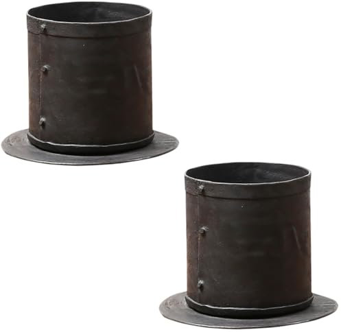 Marrakesch 2er Set Vintage Blumentopf Pflanzkübel Topf aus Metall 15cm groß | Kräutertopf Pflanzentopf Tulin als Frühling Balkon Deko | Blumenkübel als skandinavische Deko Gartendeko & Tischdeko