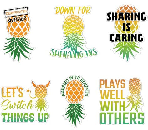 Cruise Door Decorations Magnetic - 6PCS Upside Down Pineapple Magnets for Cruise Door Funny Pineapple Cruise Ship Door Magnets for Stateroom Carnival Cabin Refrigerator Party Decor
