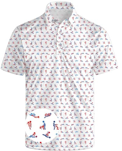 Golf-Poloshirts für Herren mit lustigem Druck, kurzärmelige Golf-Shirts, leistungsstarke Golf-Poloshirts, XL