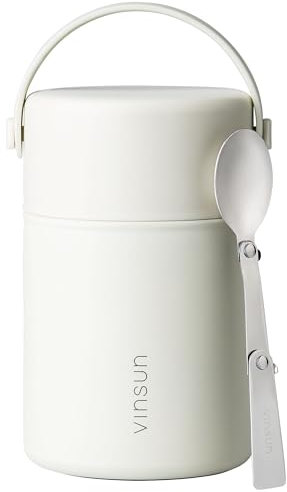 VINSUN Boîte Alimentaire Isotherme 800ml avec Cuillère - Acier Inoxydable, Anti Fuite, sans BPA - Boite Repas Isotherme à Double Paroi pour Bureau, École, Camping