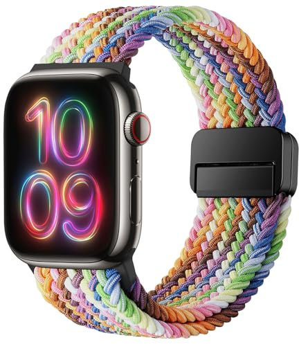 HITZEE Compatible con Cinturino Apple Watch 49/46/45/44/42/41/40/38mm, Cinturini in Nylon con Chiusura Magnetico Progettato per iWatch Ultra 2 Serie 10 9 8 7 SE 6 5 4 (42/44/45/46/49, Pride Edition)