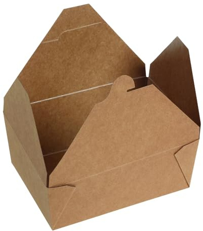 DeinPack 160 Take-Away Boxen 2500 ml Speisebox Kraftkarton mit Faltdeckel | Bio Speisebox, Faltdeckel, Pappschachtel rechteckig, braune Kraftkarton Schachtel, Einweg to Go Boxen