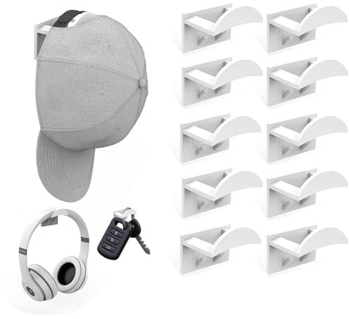 10 Stück cap halterung wand,cap halter,basecap halterung wand,cap aufhänger,cap holder,huthalter wand,weiß