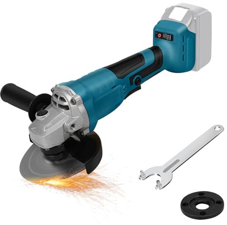 Smerigliatrice angolare a batteria, compatibile con batteria al litio Makita da 18 V, smerigliatrice angolare elettrica senza spazzole con diametro del disco da 125 mm, 3000 – 10000 giri/min, per una