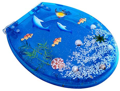 Sedile WC in resina trasparente, chiusura lenta, montaggio superiore, igienico e confortevole, cerniera in acciaio inox, compatibile con forma V/O/U