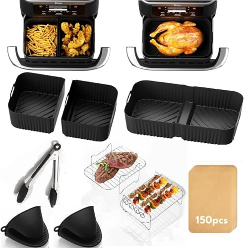 Silicone Air Fryer Liner for Ninja Foodi Flexdrawer10.4L AF500UK/AF500UKCP, Reusable Silicone Air Fryer Liners, Dishwasher Safe Inserts, Perfect Ninja Foodi FlexDrawer Accessories