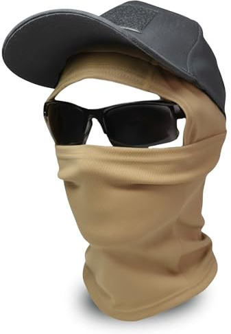 Sibo - Outdoor-Set (3-teilig): Taktische Klett-Cap + Outdoor-Schutzbrille + Elastische, atmungsaktive Sturmhaube für Airsoft, Paintball, Jagd, Wandern, Radfahren, Running, Skifahren (Schwarz - Braun)
