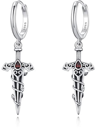 Schwert Ohrringe Hängend 925 Sterling Silber Reben ranken sich Schwert Creolen Ohrringe Dolch Ohrhänger Halloween Gotische Schwert Schmuck für Frauen Männer Herren