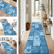 SUCERU Teppich Läufer Flur Diele Küche rutschfest Waschbar Dauerhaft 40X100CM Hellblau Boho Teppichläufer für Wohnzimmer Korridor Schlafzimmer Büro Esszimmer Flurläufer Anpassbar Meterware