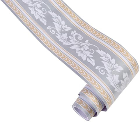 Cenefa autoadhesiva de PVC impermeable para papel pintado, 10 m x 12 cm, cenefa autoadhesiva para el techo del armario de cocina, cenefa decorativa para techo (15)