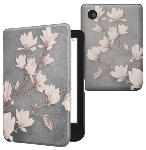 kwmobile Étui Compatible avec Kobo Clara BW/Colour Coque - Étui à Rabat magnétique Tablette eReader Similicuir - Taupe-Blanc-Bleu-Gris