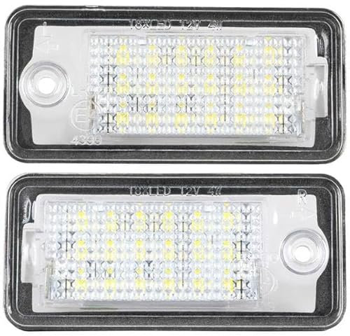 M MODECAR - LED Kennzeichenbeleuchtung - 2er Set 4W LED - kompatibel mit Audi A3, A4, A6, A8, Q7 - Typ 3528SMD - Schnelle und Einfache PLUG & PLAY Montage - Licht Weiß