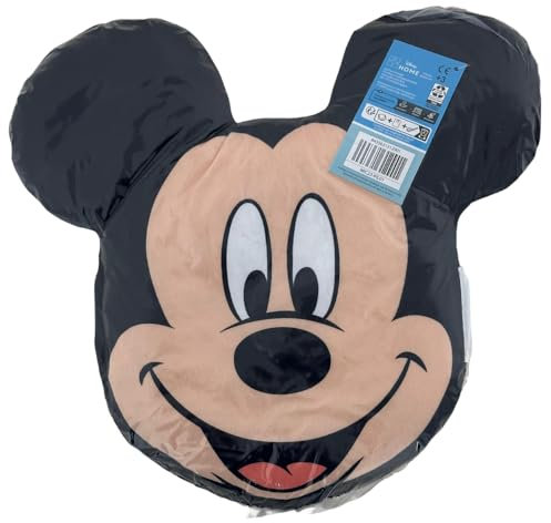 Kimbatex Cojines 3D con Personajes de Licencia, 35 cm, Poliéster, Barbie, Pokemon, Sonic, Super Mario, Mickey Mouse, Minnie Mouse, Spiderman, Lilo y Stitch (Mickey Cara)
