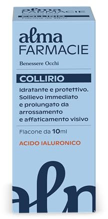 Collirio Alma Farmacie, per Secchezza Oculare, Benessere Occhi, Idratanti e Protettive con Acido Ialuronico e Glicerina, Camomilla, Amamelide, Euphrasia, Mirtillo, Flacone da 10 ml