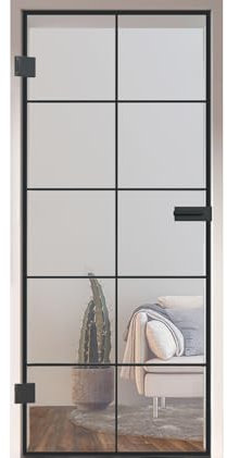HORI Loft Glastür aus ESG-Sicherheitsglas: Modernes quadratisches Design Glastür Innentür für Wohnräume als stilvoller Raumteiler oder Raumtrenner – Unsere hochwertige Tür aus Klarglas 1972 x 709