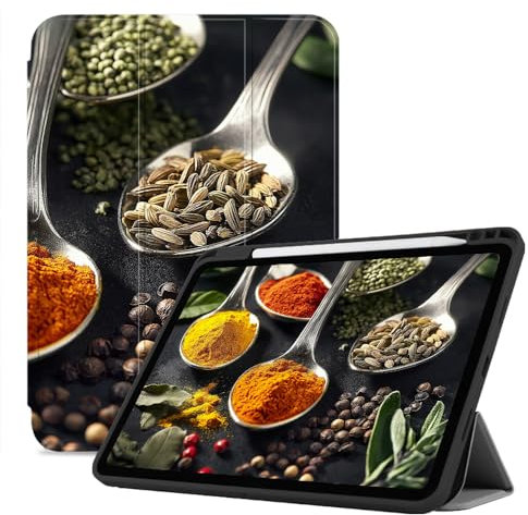 Étui pour Ipad 9 Génération 2021, Ipad 8 Génération 2020, Ipad 7 Génération 2019, Smart Cover Veille/Réveil Automatique, Ipad 7/8/9 (10,2 Pouces), Épices Herbes