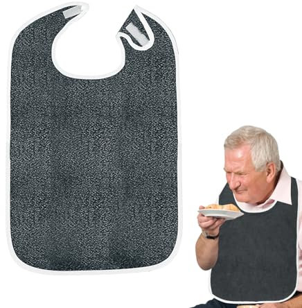 Smomend Lätzchen Für Erwachsene, Wiederverwendbare, Waschbare Frottee-Lätzchen Mit Klettverschluss, Wasserdichter Kleiderschutz Für Senioren Und Behinderte, Pflegeleicht Und Unisex