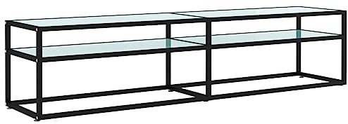 HEFZGDB TV-Schrank Weiß Marmor-Optik 180x40x40,5 cm Hartglas Tv Stand Cabinet Wohnzimmertisch Wohnzimmer Möbel Tv Sideboard Wohnzimmer für Schlafzimmer Erholungsraum Gästezimmer Büro