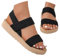 Dasongff Sandales Plateforme Femme Nu-pieds Confortables Sandale Élastique Sangle Tricot Sandale Femme Ete Plate Respirantes Semelles épaisses Compensées Sandales Chaussures Mode
