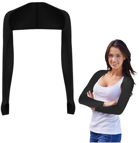 RT 1PC UV Schutz Bolero Armstulpen Damen Arm Kühlschal Armmanschette mit Fingerlöcher und Handschuhe ärmel Bolero Schwarz Bolero Damen Shrug Damen