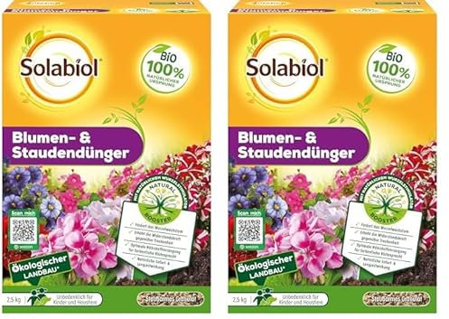 Solabiol Blumen- & Staudendünger, Spezialdünger mit Sofort- und Langzeitwirkung für alle Arten von Blumen, Stauden und Blütensträuchern, 2,5 kg (Packung mit 2)