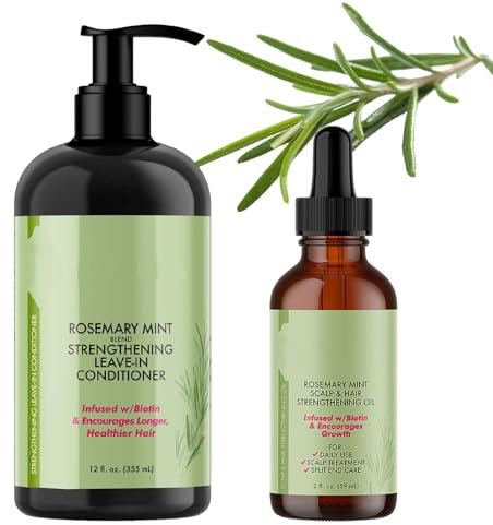 2 Stück Rosmarin Shampoo 355ML + Rosemary Oil for Hair 59ML, Natürliches Rosemary Mint Oil, Rosemary Shampoo, Haaröl Rosmarin Gegen Haarausfall, Fördert gesundes Haarwachstum