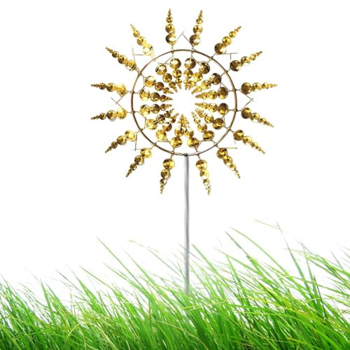 3D Windmills For The Yard, Metal Wind Sculpture Garden Art kinetics Windmill Chime, Outdoor Metal Wind Spinners For The Yard And Garden Art Outdoor Patio Lawn Decoration Height: 93cm