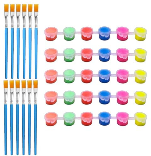Ujjdwiurgh 6 Ensembles de Peinture Phosphorescente avec Pinceaux 6,7 X 0,8 X 0,8 Pouces Couleurs Vives Peintures Acryliques Peinture Brillante Multicolore