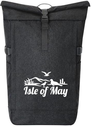 Huuraa Kurierrucksack Isle of May Vereinigtes Königreich 30-44 Liter Black Melange Fairtrade Rolltop Rucksack Geschenkidee